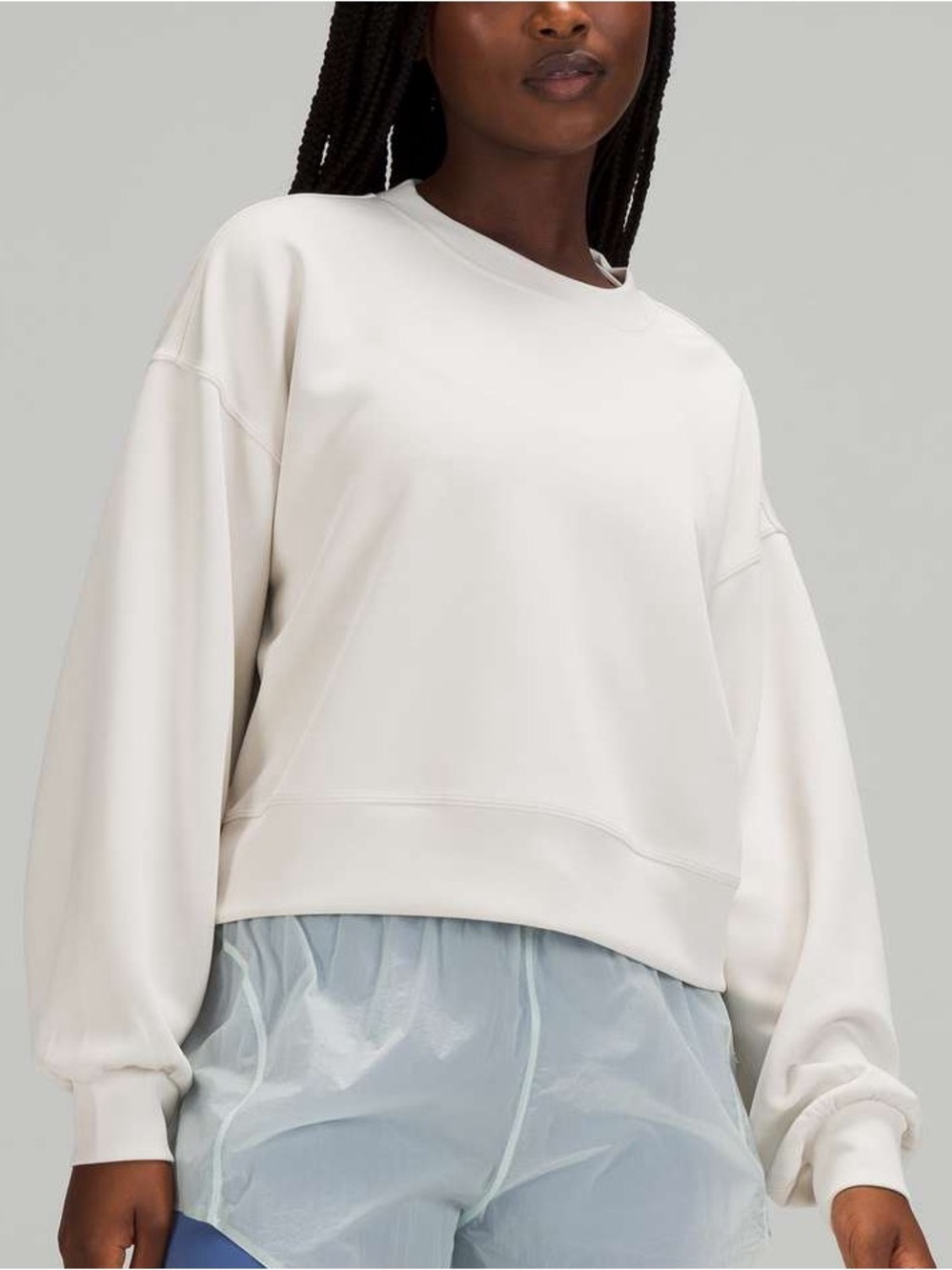Lululemon Perfectly Oversized Cropped Crew Neck Softstreme White Opal W3EZLS 0